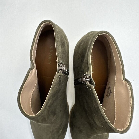 Old Navy Women's FauxSuede Basic Heeled Almond-Toe Zipper Ankle‎ Booties Shoes 8 - Picture 10 of 11